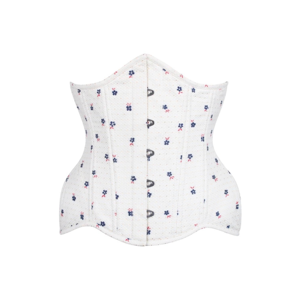 Attitude Corsets - Steel Boned Curvy Waist Training Brocade Unterbrustkorsett für Taillentraining - Weiß